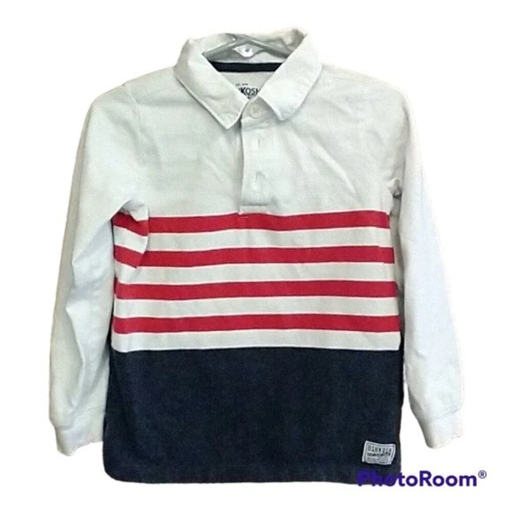 2T Long Sleeved Striped OshKosh Polo Shirt